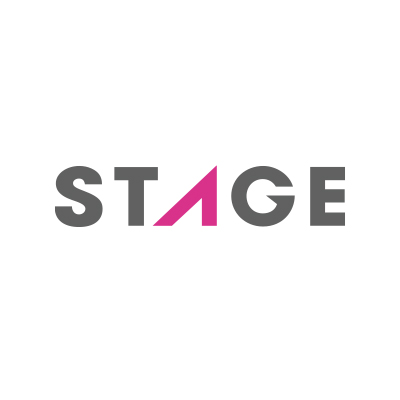 Stage Pink and Grey Logo on White