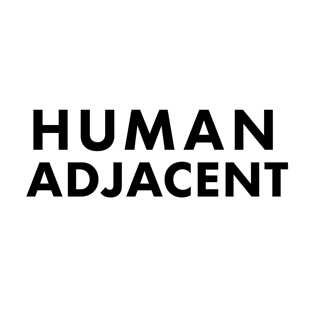 Human Adjacent Logo Black Letters stacked